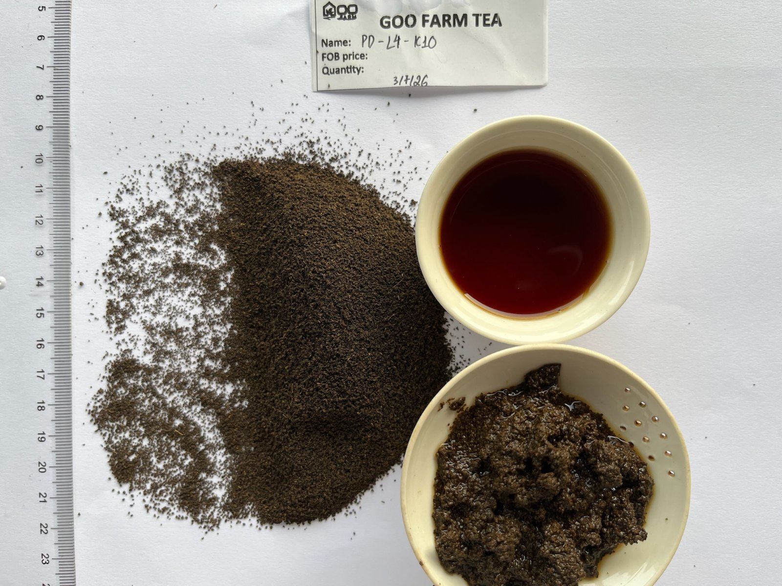 BOP CTC black tea granules from Vietnam, black to dark brown, big and firm