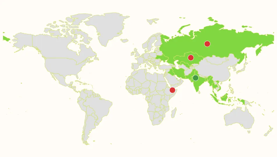 Map of GooFarm tea export markets